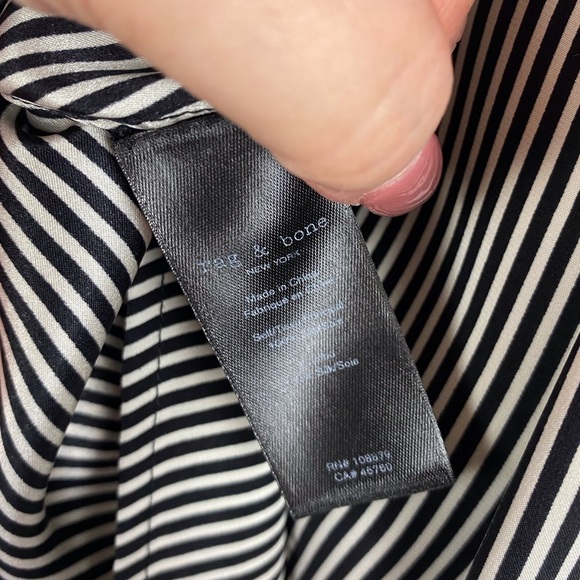 Rag and Bone Victor Silk Blouse in Black White Combo Size XS. - Picture 5 of 12